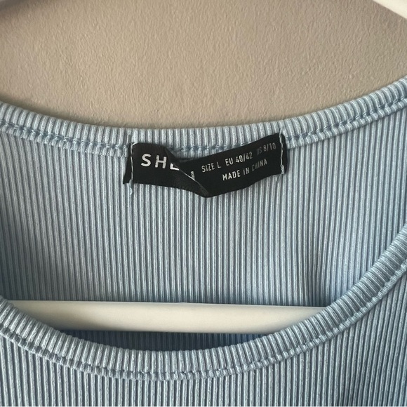SHEIN Light Blue Ribbed Tie Back Tank Size Large - Picture 2 of 5